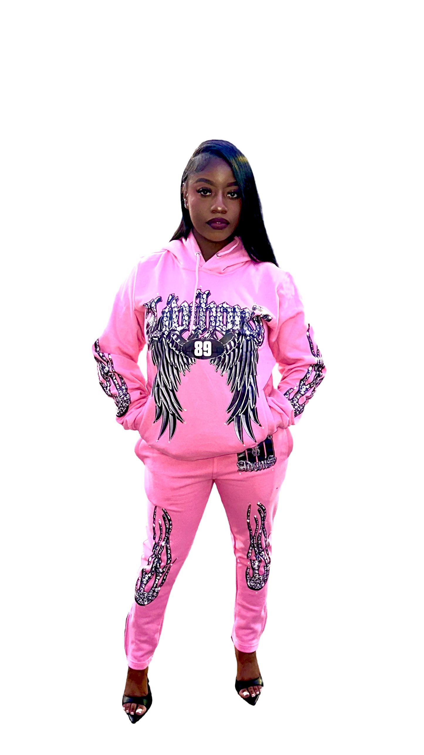 Pink Angle wings sweat suits