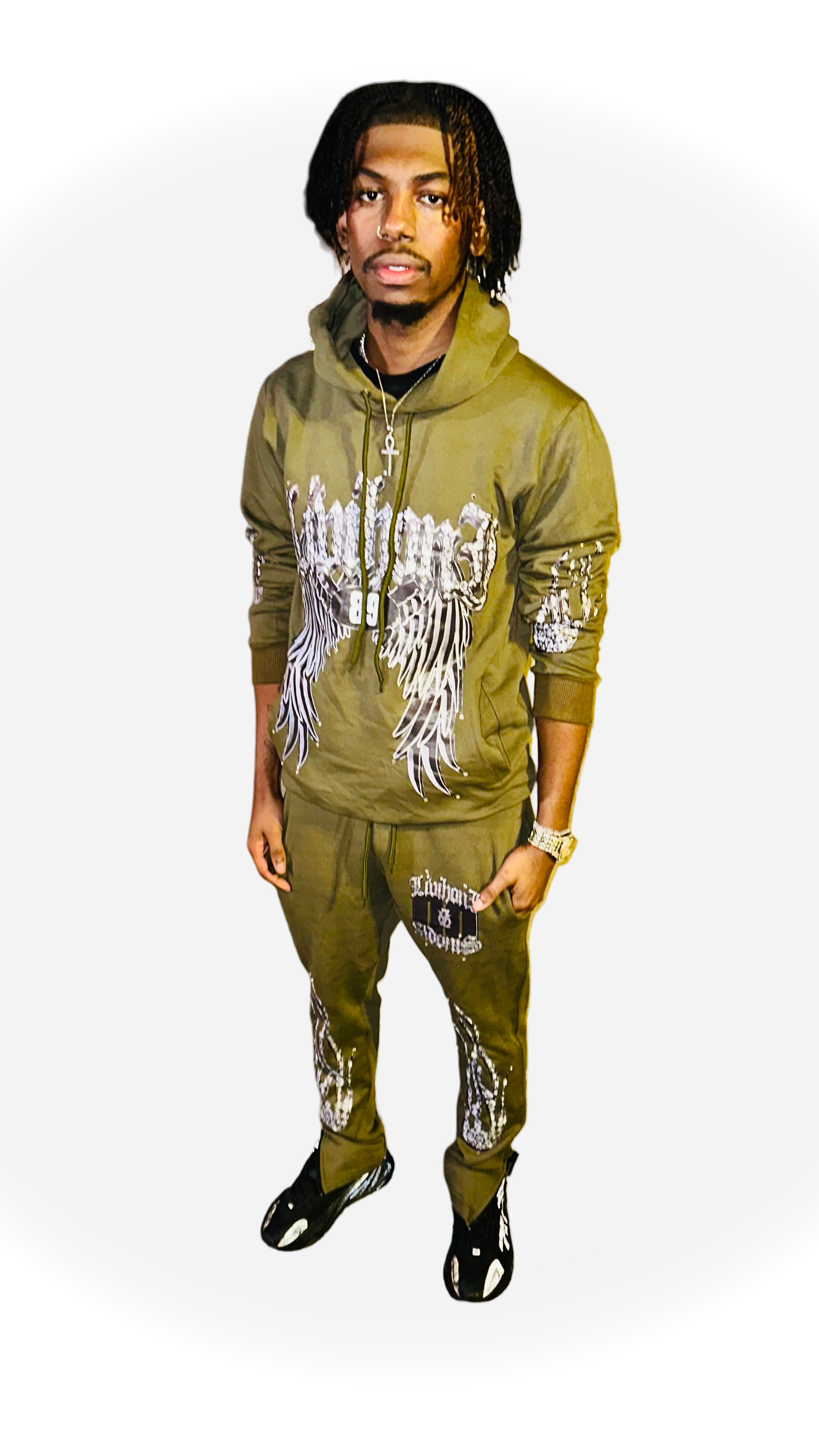 Olive Green Angle wings sweatsuits