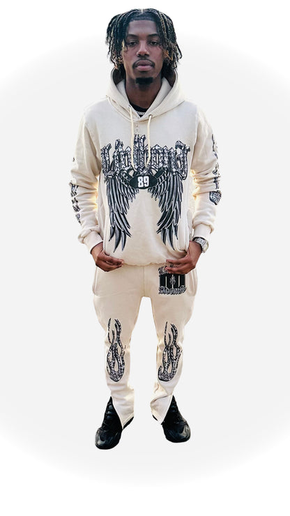 Cream Angel wings sweatsuit